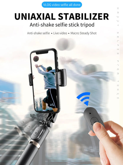 Handheld Smartphone Gimbal Stabilizer with Bluetooth Remote, Tripod & Selfie Stick – Foldable for iPhone, Android & Xiaomi