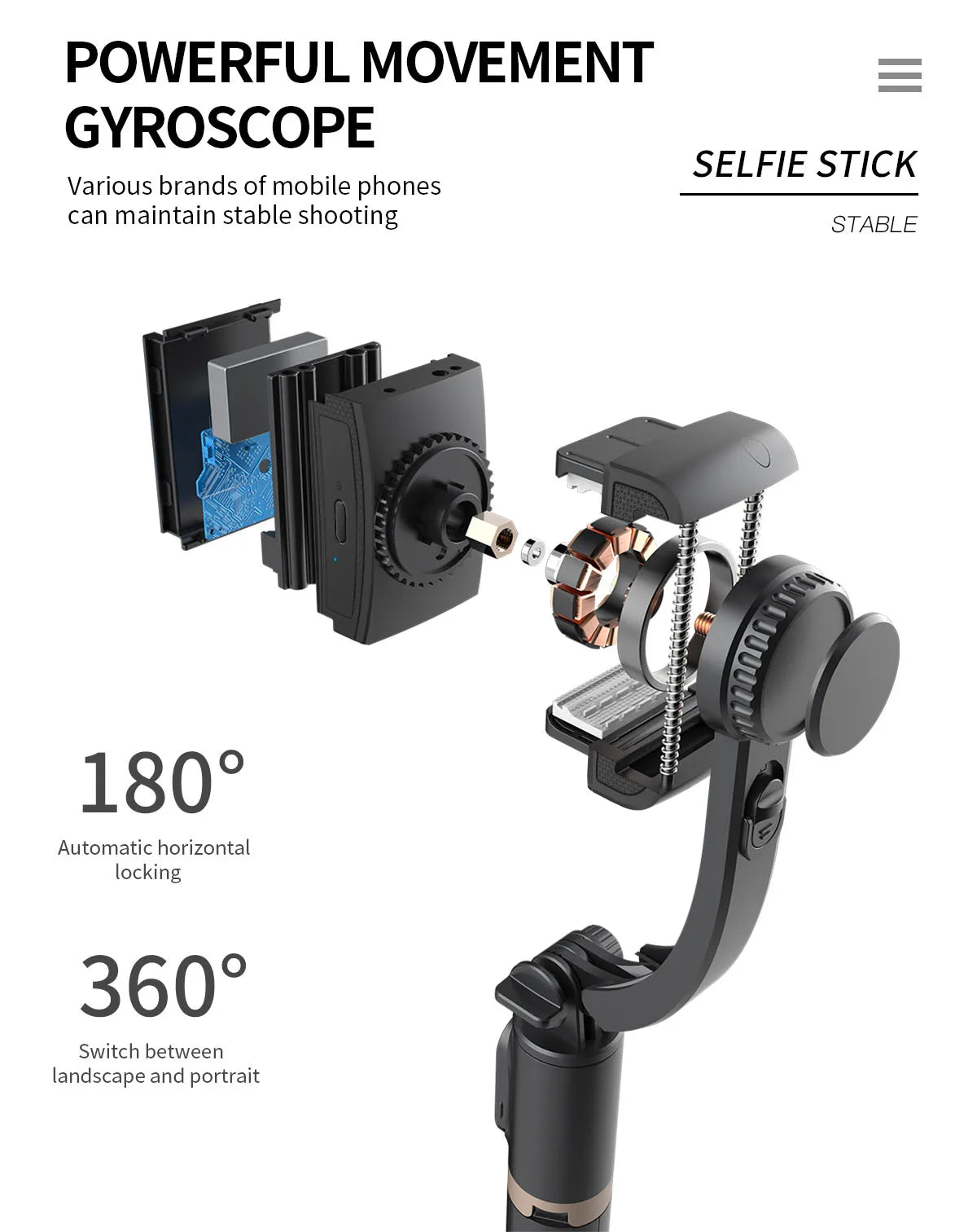Handheld Smartphone Gimbal Stabilizer with Bluetooth Remote, Tripod & Selfie Stick – Foldable for iPhone, Android & Xiaomi