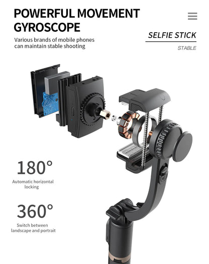 Handheld Smartphone Gimbal Stabilizer with Bluetooth Remote, Tripod & Selfie Stick – Foldable for iPhone, Android & Xiaomi