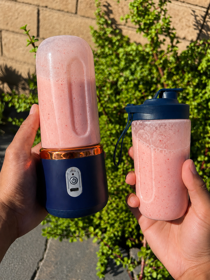 Portable 6-Blade Electric Juicer Cup with 2 Travel Cups - USB Rechargeable Personal Blender for Fresh Smoothies and Juices