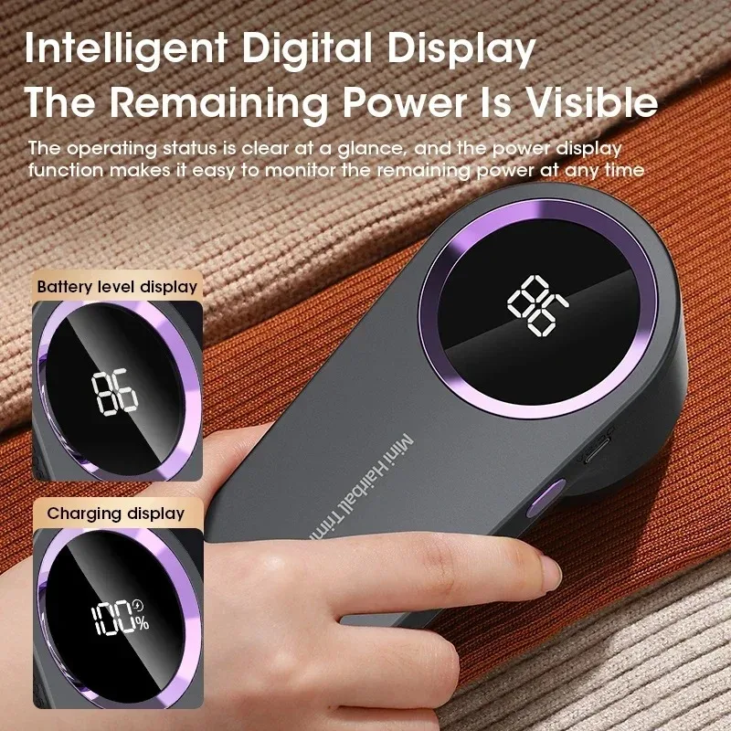 Portable Electric Fabric Shaver & Lint Remover – Rechargeable Fuzz and Pill Remover with LED Display for Clothes & Fabrics