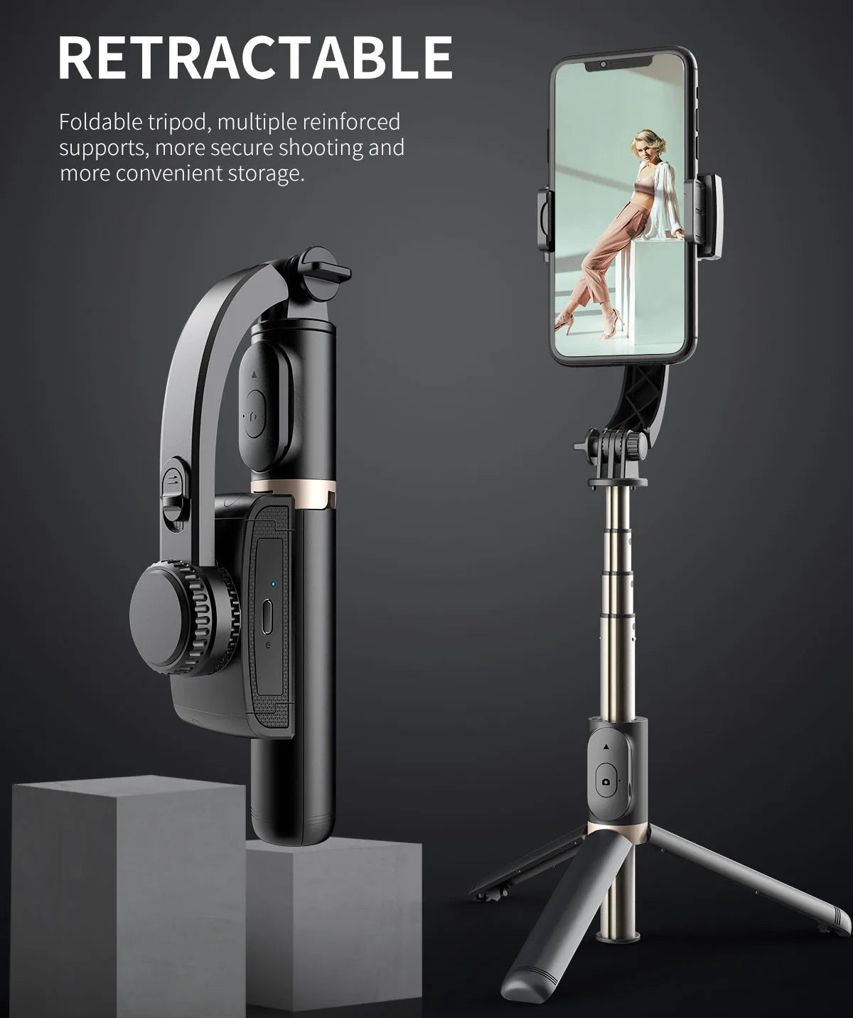 Handheld Smartphone Gimbal Stabilizer with Bluetooth Remote, Tripod & Selfie Stick – Foldable for iPhone, Android & Xiaomi