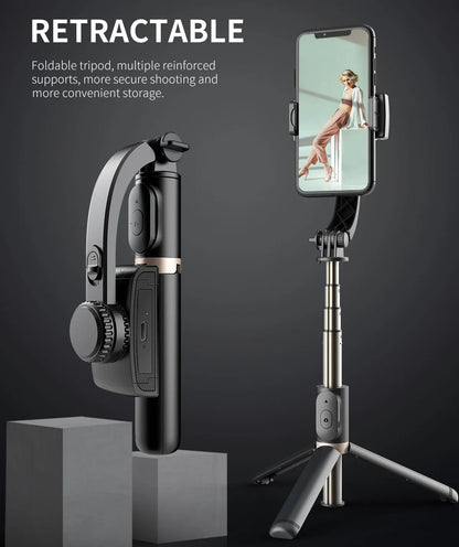 Handheld Smartphone Gimbal Stabilizer with Bluetooth Remote, Tripod & Selfie Stick – Foldable for iPhone, Android & Xiaomi